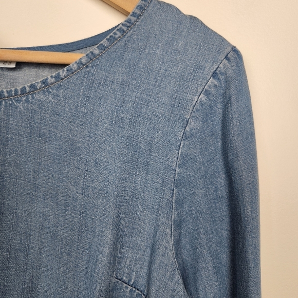 HD in Paris Anthropologie Blue Chambray Swing Top Front Pockets Sz 6 - Picture 2 of 6